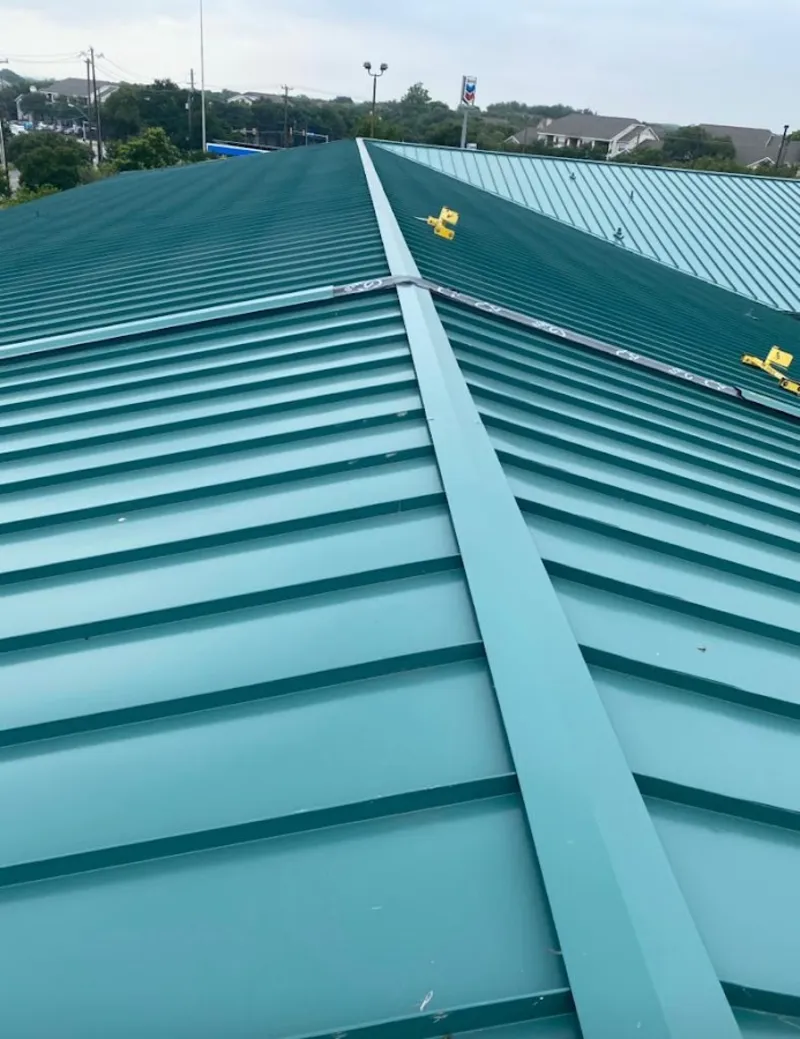 Green commercial metal roof ridge and valley for Metal Roof Repair in Zephyrhills South